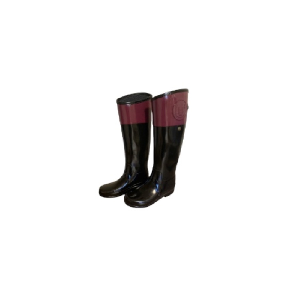 Hunter Black and Purple Rubber Boots - Women’s Size 5